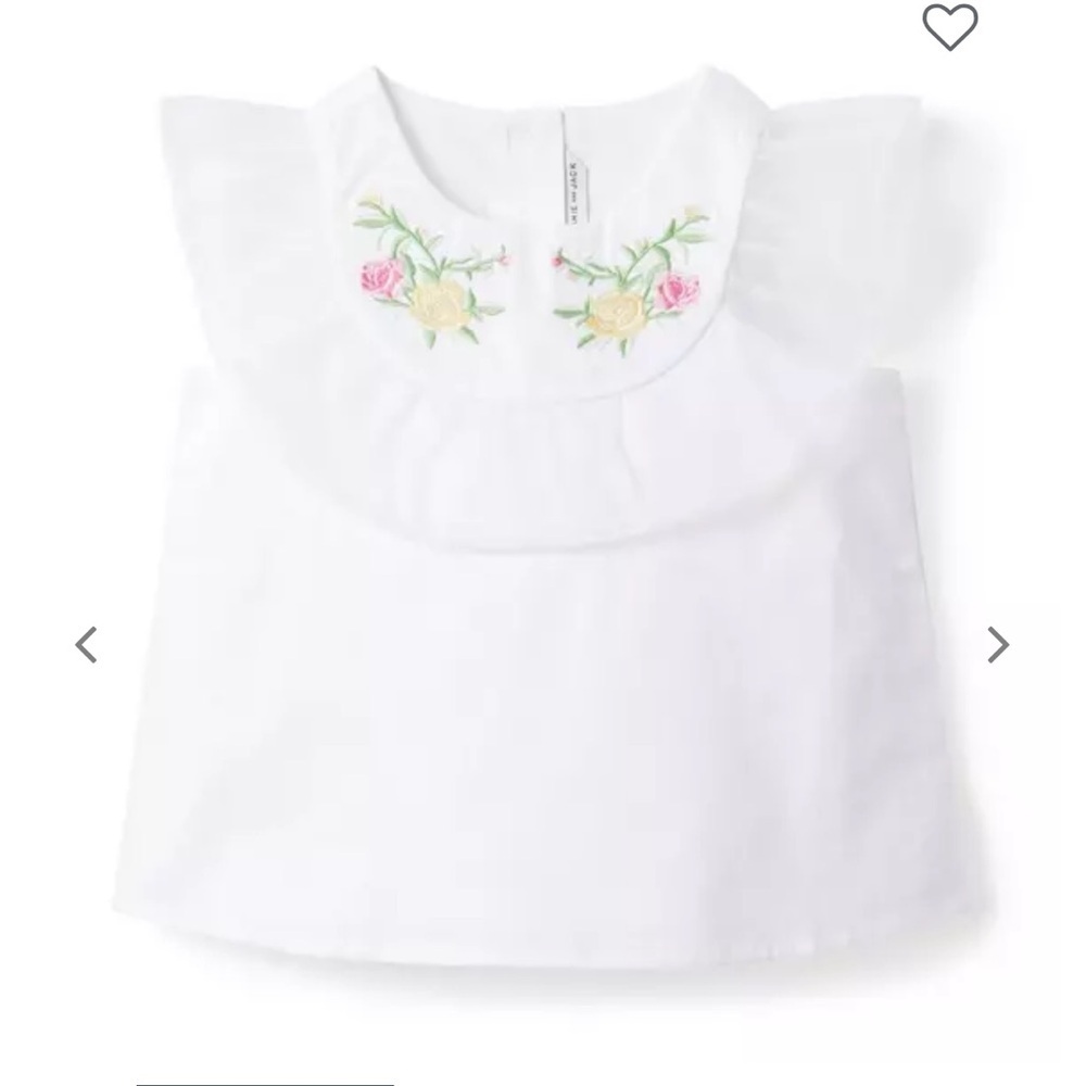 NWT Janie and Jack Embroidered Organza Ruffle Top Little Girl 18-24M